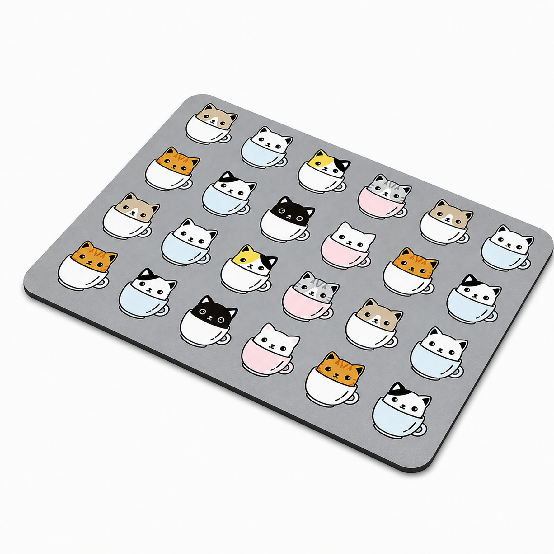 Kitchen Dish Drying Mat | Cute Cat Cup Print | 35x55 cm