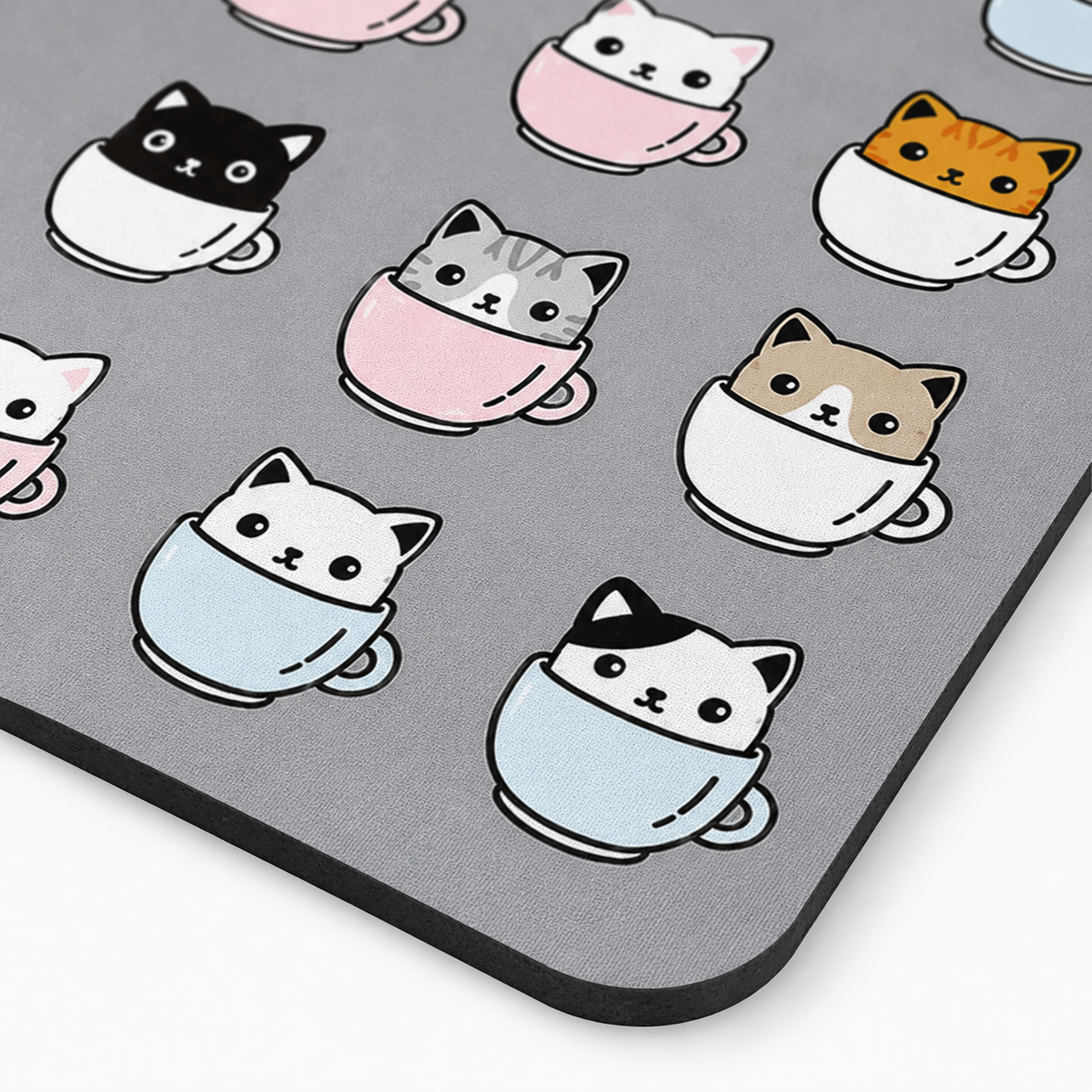 Kitchen Dish Drying Mat | Cute Cat Cup Print | 35x55 cm