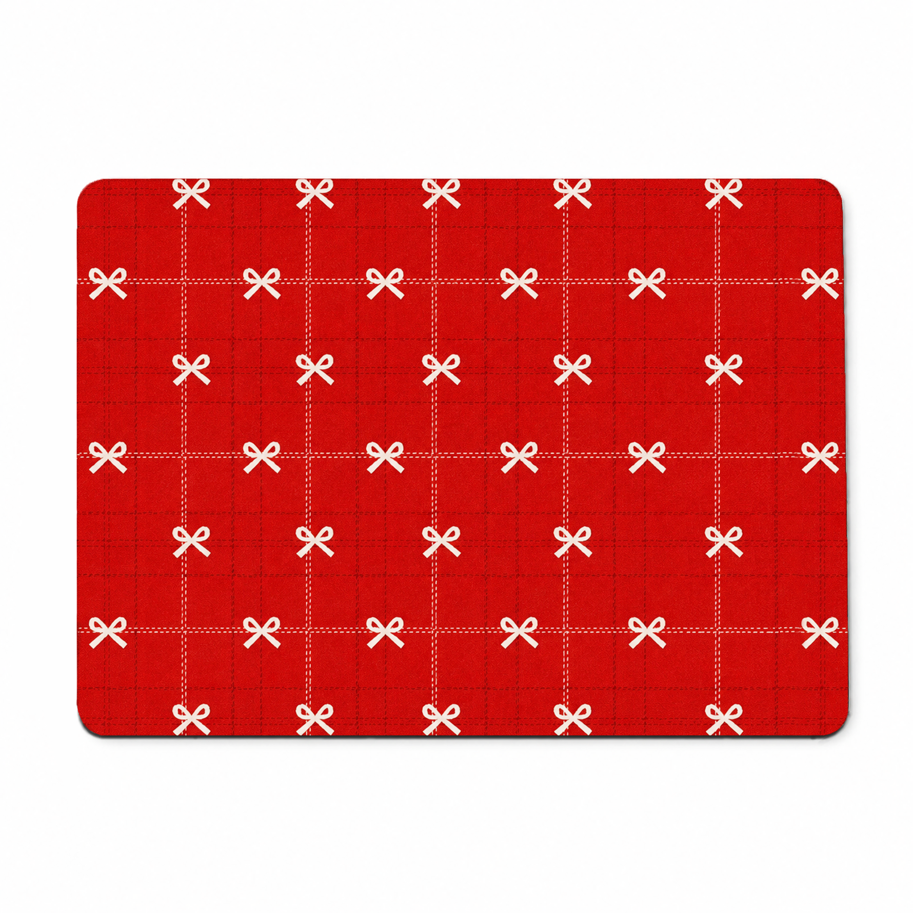 Kitchen Dish Drying Mat | Red Ribbon Grid Print | 35x55 cm