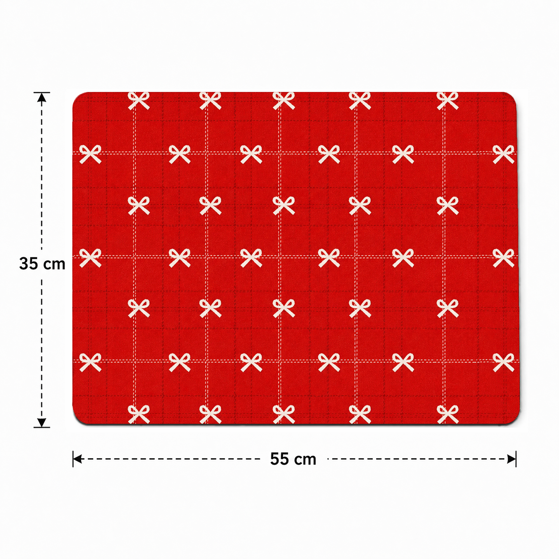 Kitchen Dish Drying Mat | Red Ribbon Grid Print | 35x55 cm