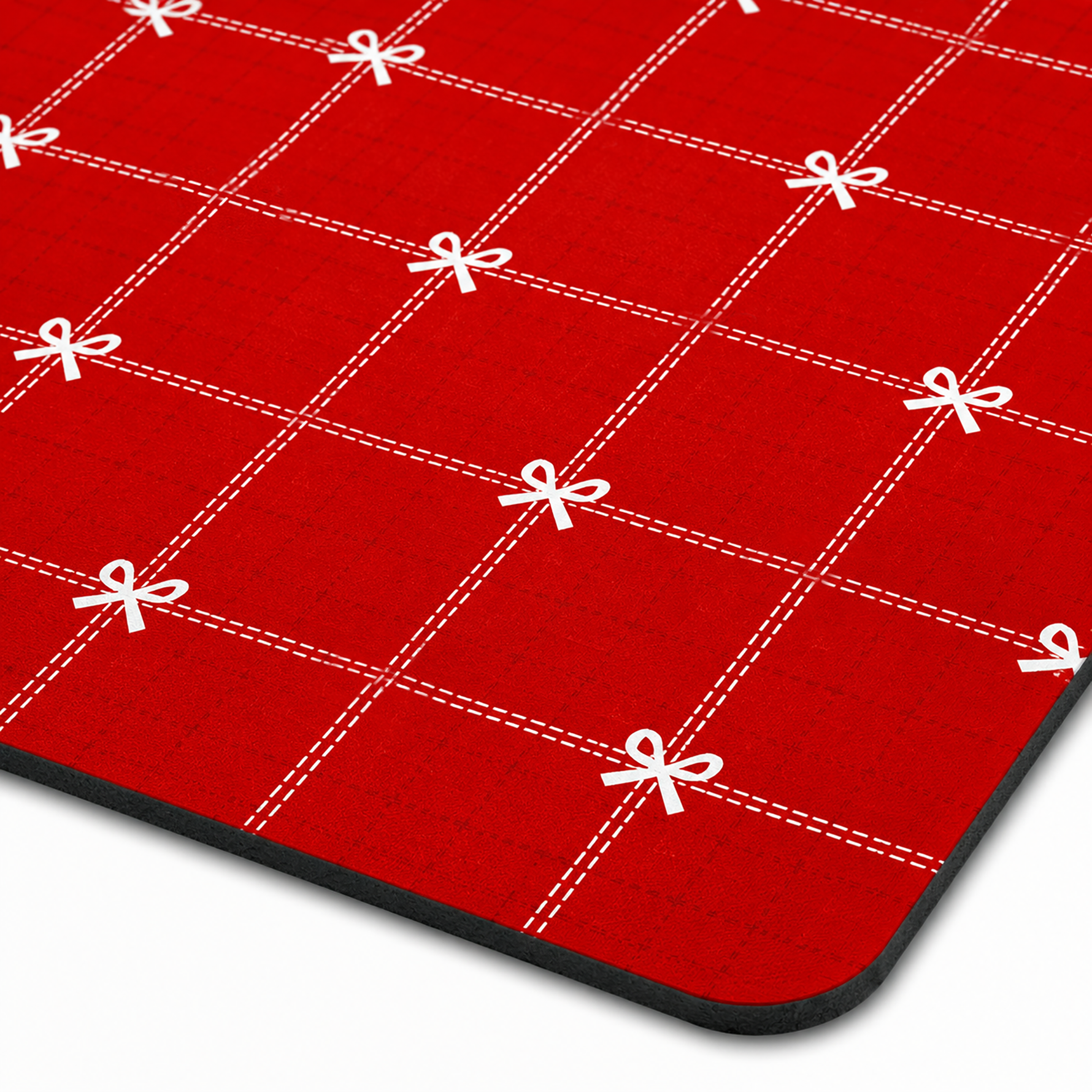 Kitchen Dish Drying Mat | Red Ribbon Grid Print | 35x55 cm