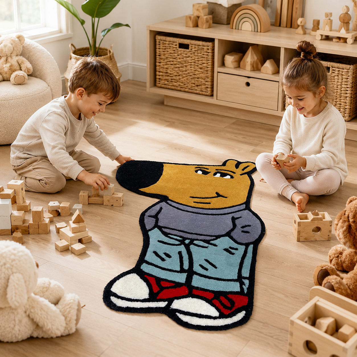 Cartoon Character Wool Rug for Floor and Wall Carpet
