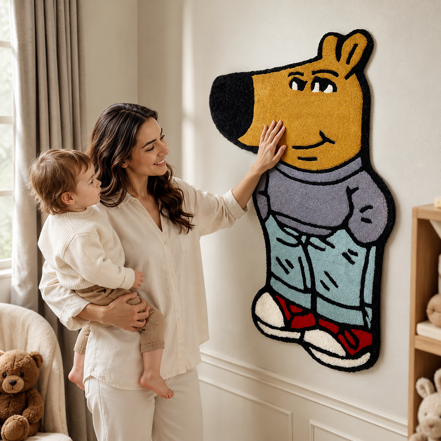 Cartoon Character Wool Rug for Floor and Wall Carpet