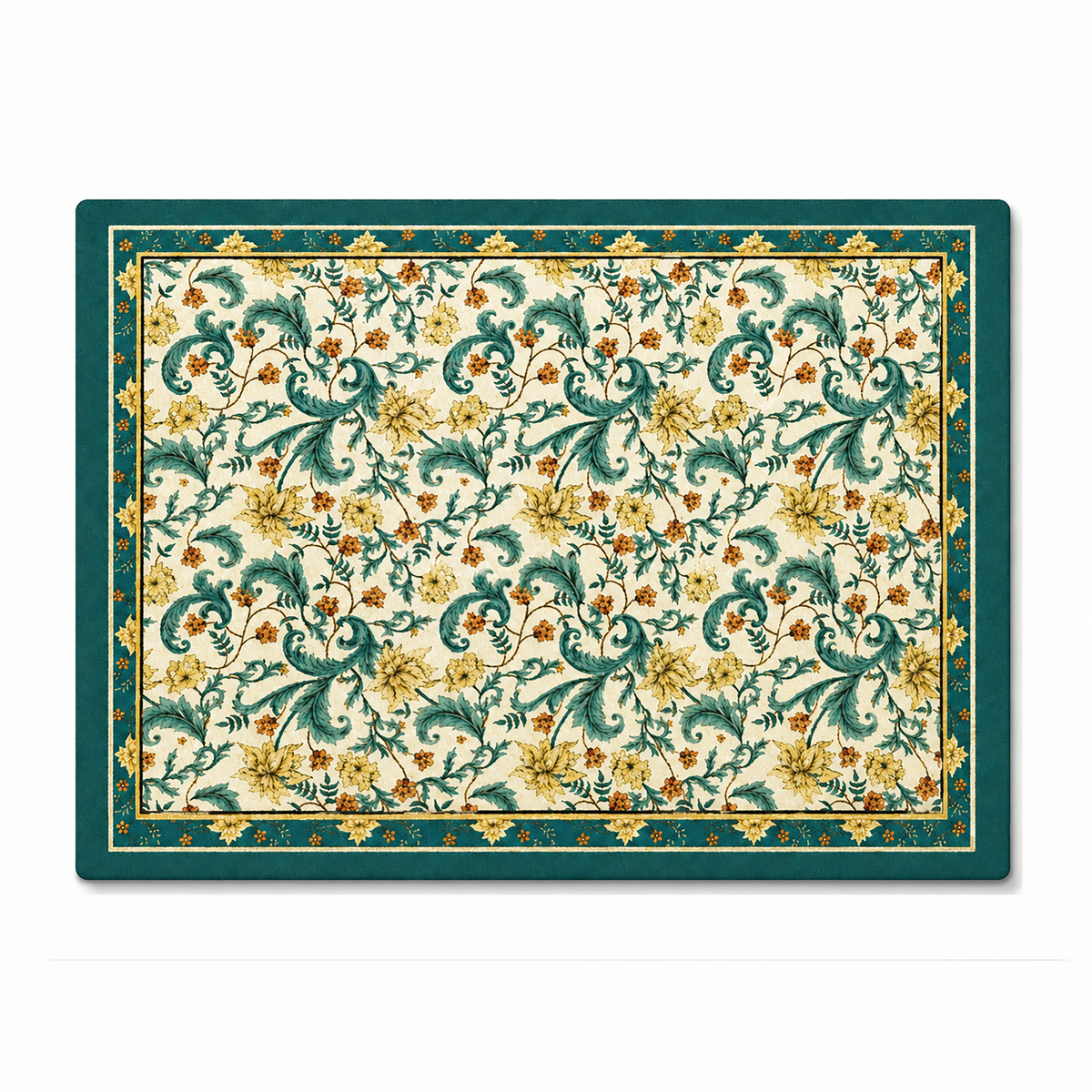 Kitchen Dish Drying Mat | Green Vintage Floral Print | 35x55 cm