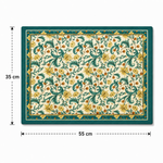 Kitchen Dish Drying Mat | Green Vintage Floral Print | 35x55 cm