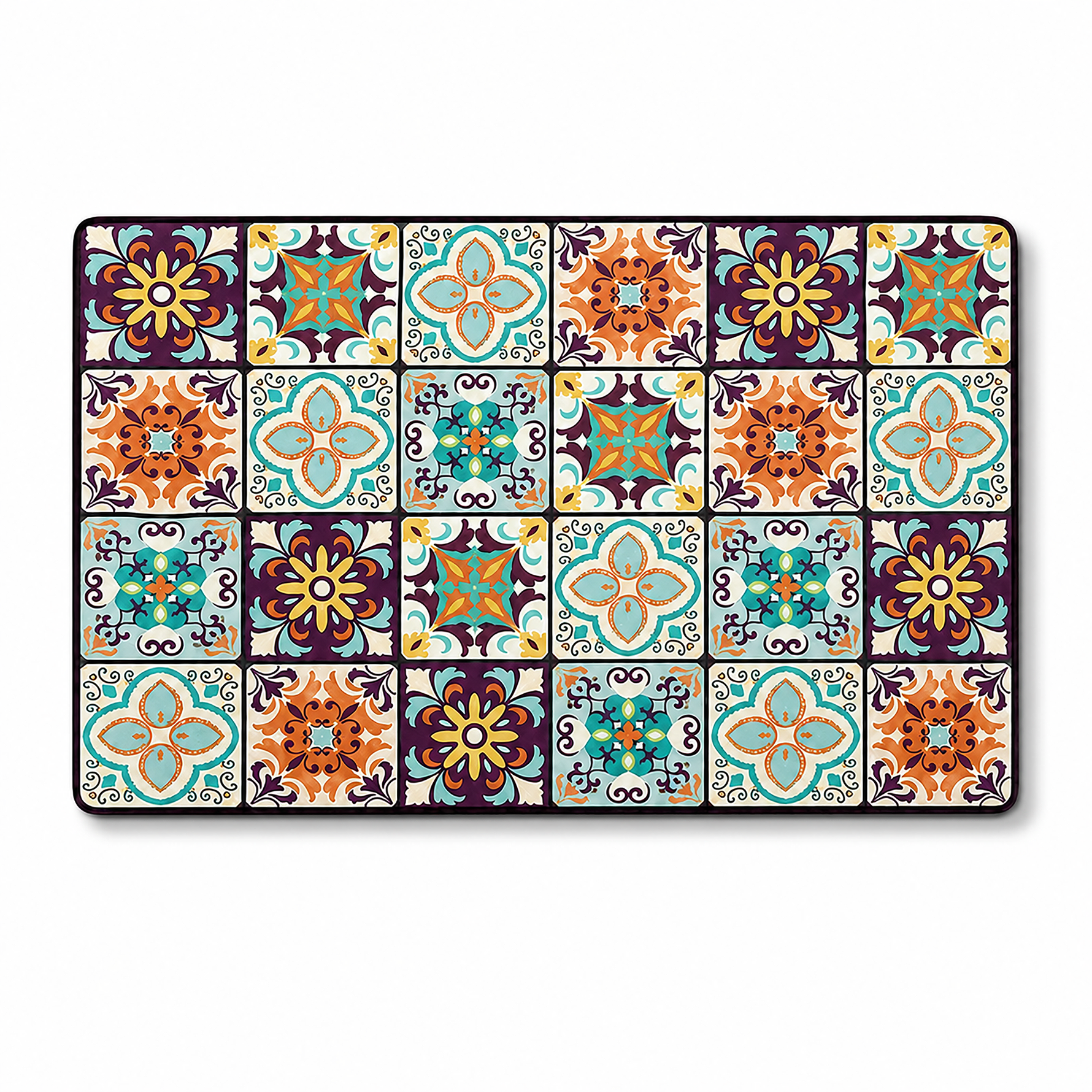 Kitchen Dish Drying Mat | Multicolor Moroccan Tile Print | 35x55 cm