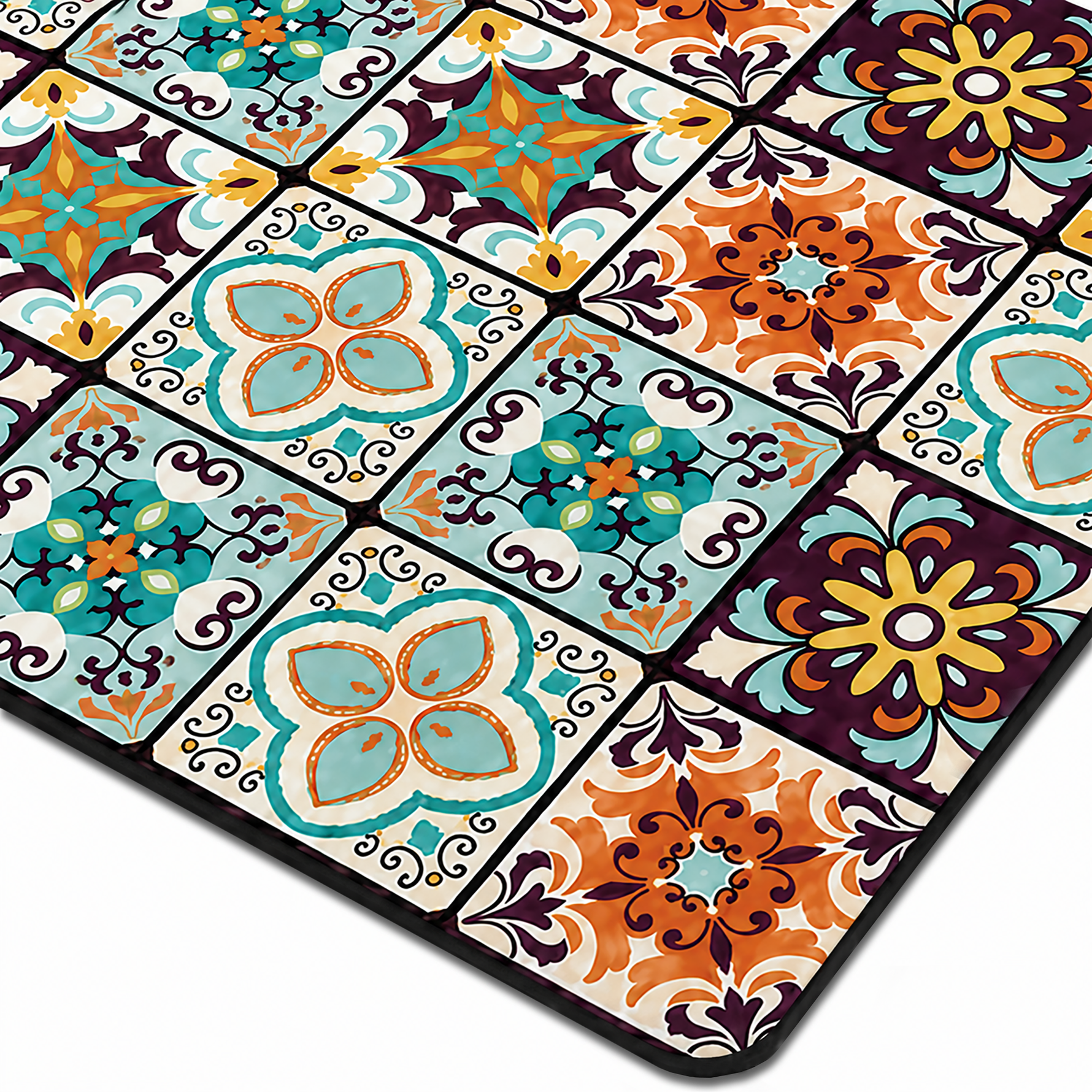 Kitchen Dish Drying Mat | Multicolor Moroccan Tile Print | 35x55 cm