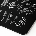 Kitchen Dish Drying Mat | Black Botanical Line Art | 35x55 cm