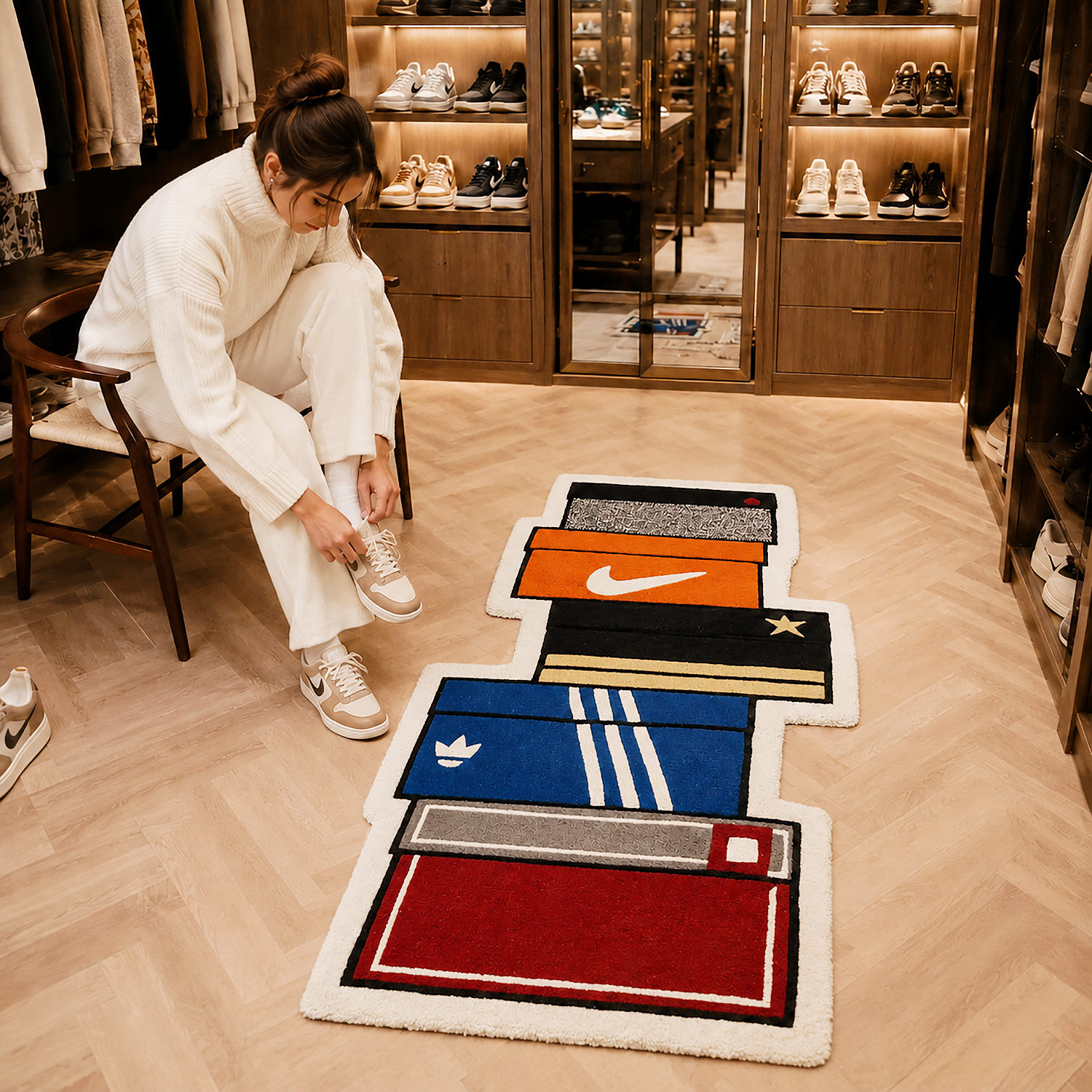 Shoes Boxes Floor And Wall Carpet