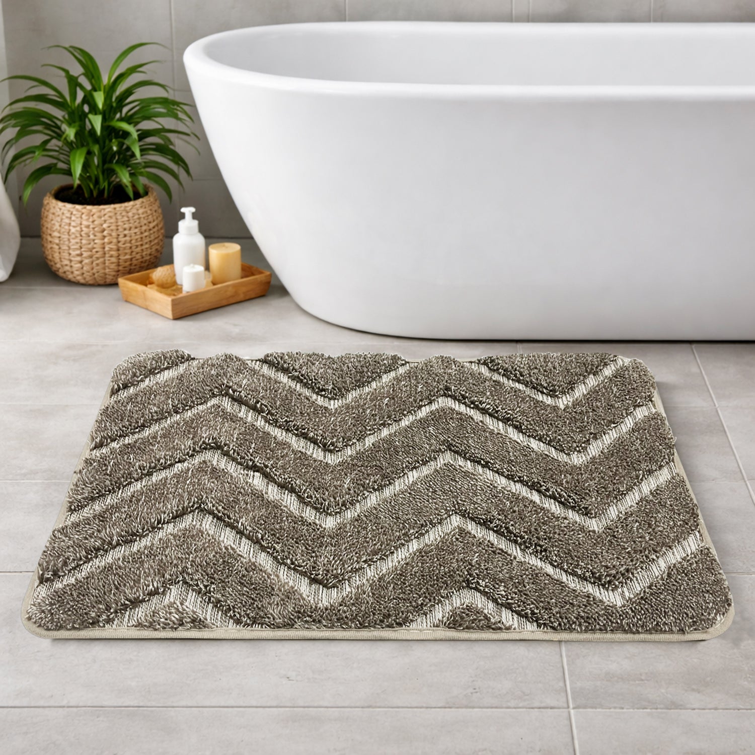 Austria Zigzag Microfiber Bath Mat (41x60cm Brown)