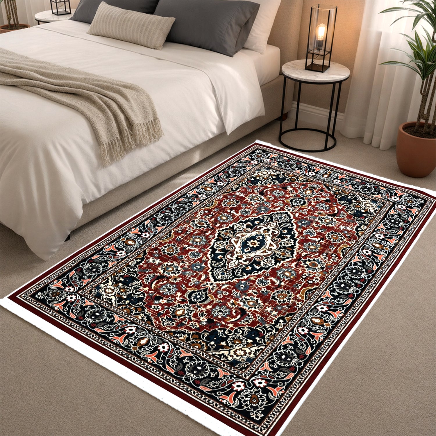Riyasat Printed Carpet For Home And Office ( 3x5 ft,Royal Red )