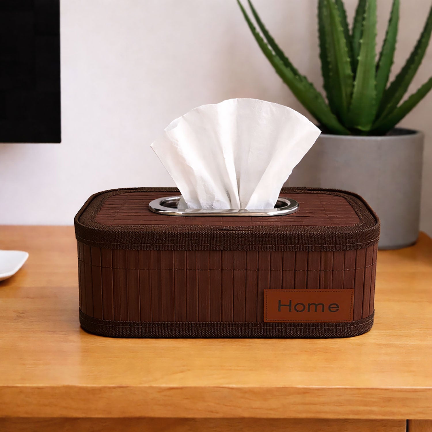 Bamboo Napkin Box Tissue Holder ( Brown, 24x14x9 cm )