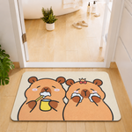 Rubber Bath Mat Anti Slip Quick Drying Soft Bear Self Care ( Beige, 40x60 cm )