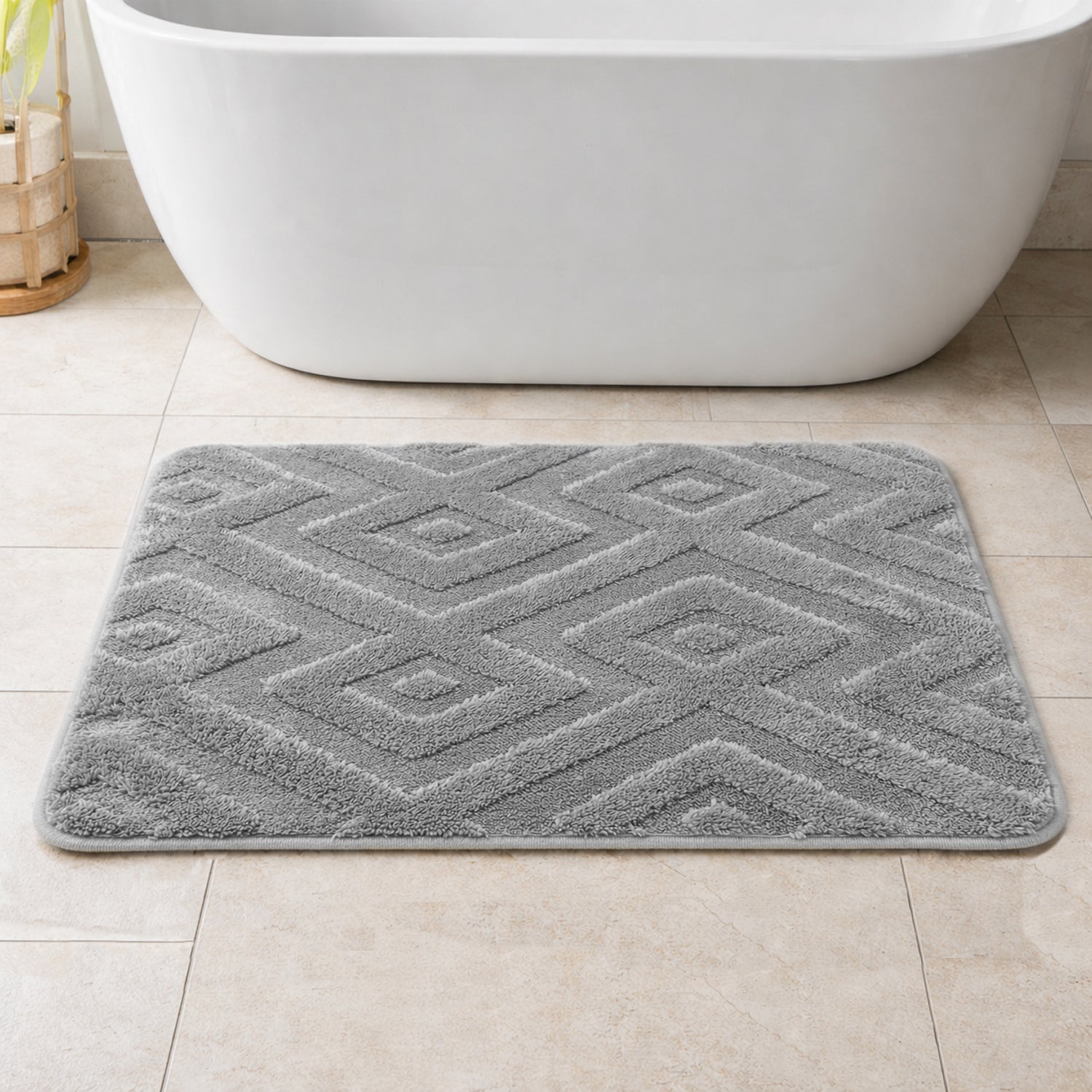 Bahrain Intersect Microfiber Bath Mat (40x58cm Silver)