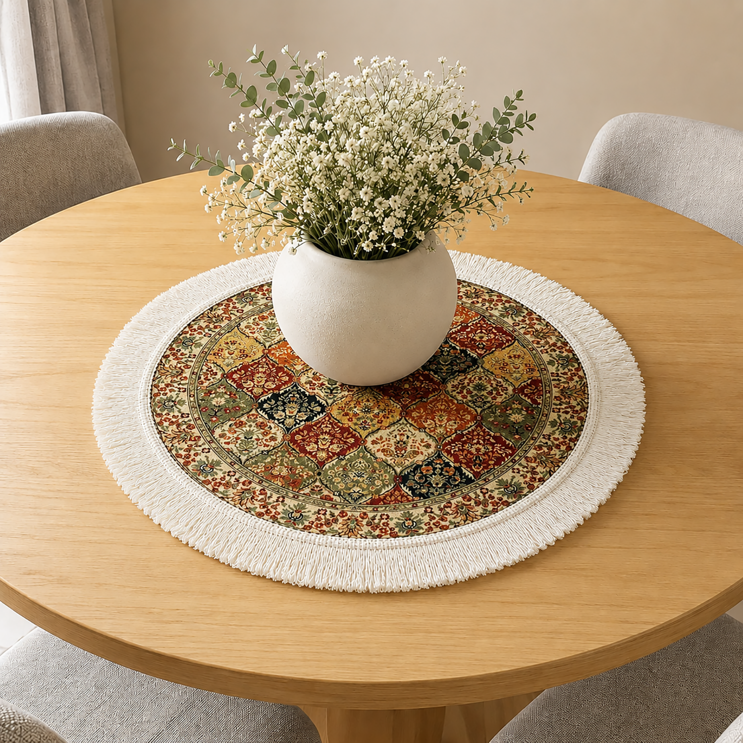 Persian Patchwork Dining Table Mats ( 36x36cm, Multicolor, Set Of 2 )