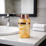 Marble Pattern Plastic Soap Dispenser For Bathroom And Kitchen Sink  ( 13.5x7 cm Yellow )