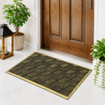 Rubber Door Mat Geometric Textured ( 45x75 cm Golden )