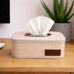 Bamboo Napkin Box Tissue Holder ( Cream, 24x14x9 cm )