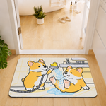 Rubber Bath Mat Anti Slip Quick Drying Soft Corgi Shower ( Yellow & Cream, 40x60 cm )