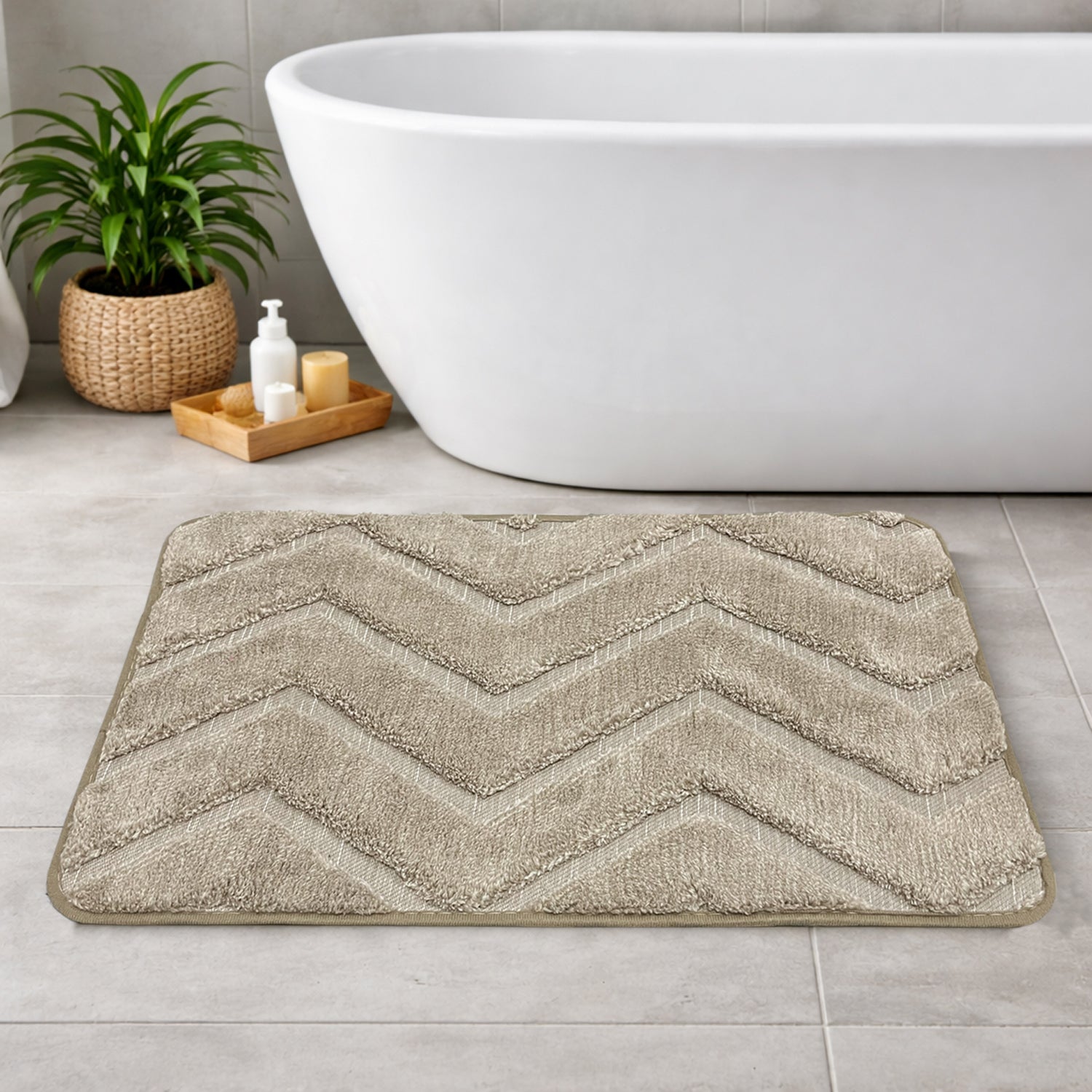 Austria Zigzag Microfiber Bath Mat (41x60cm Beige)