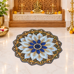 3D Rangoli Mats ( 57x57 cm, Blue )