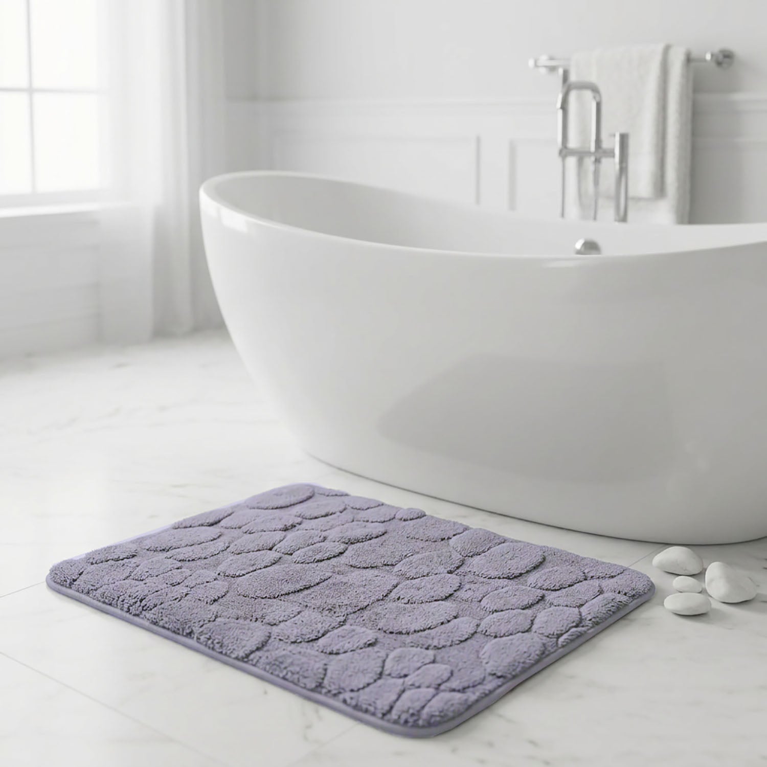 Moscow Stone Microfiber Bath Mat (38x58cm Purple)