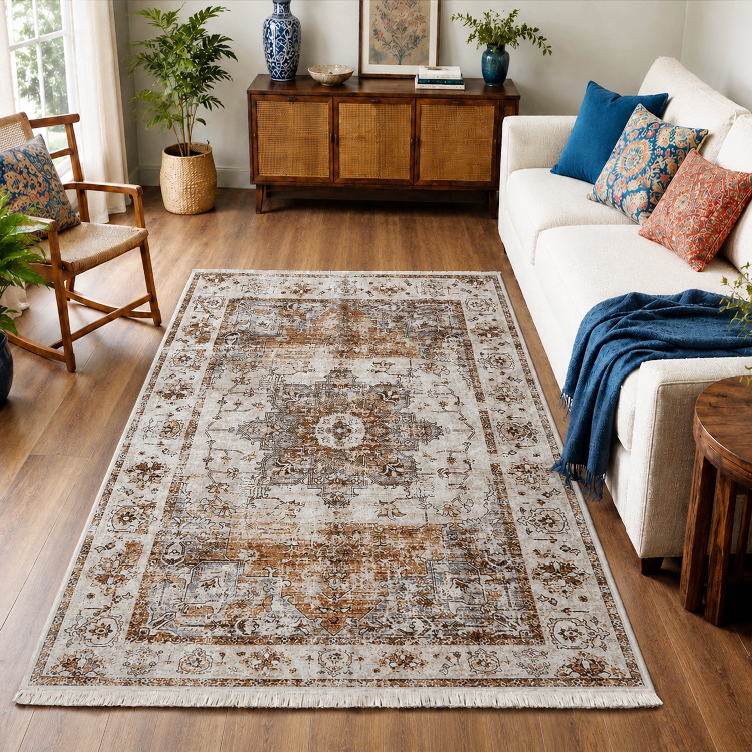 Riyasat Printed Carpet For Home And Office ( 4x6 ft, Rustic heritage )