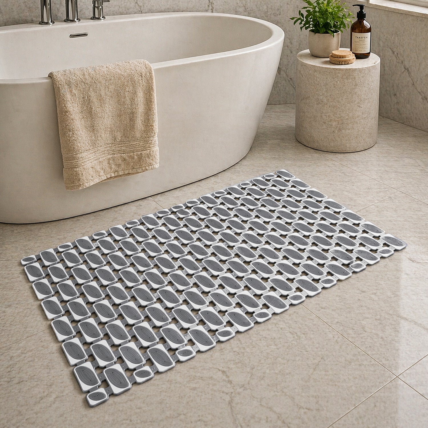 Rubber Shower Mat Ibija Pattern ( 40x70 Cm Grey )