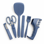 Kitchen Tool Set Plastic Non-Stick Cooking Utensils For Kitchen ( Dark Blue Solid Pack Of 6 )