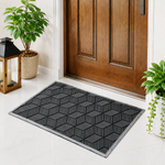 Rubber Door Mat Geometric Textured ( 45x75 cm Silver )