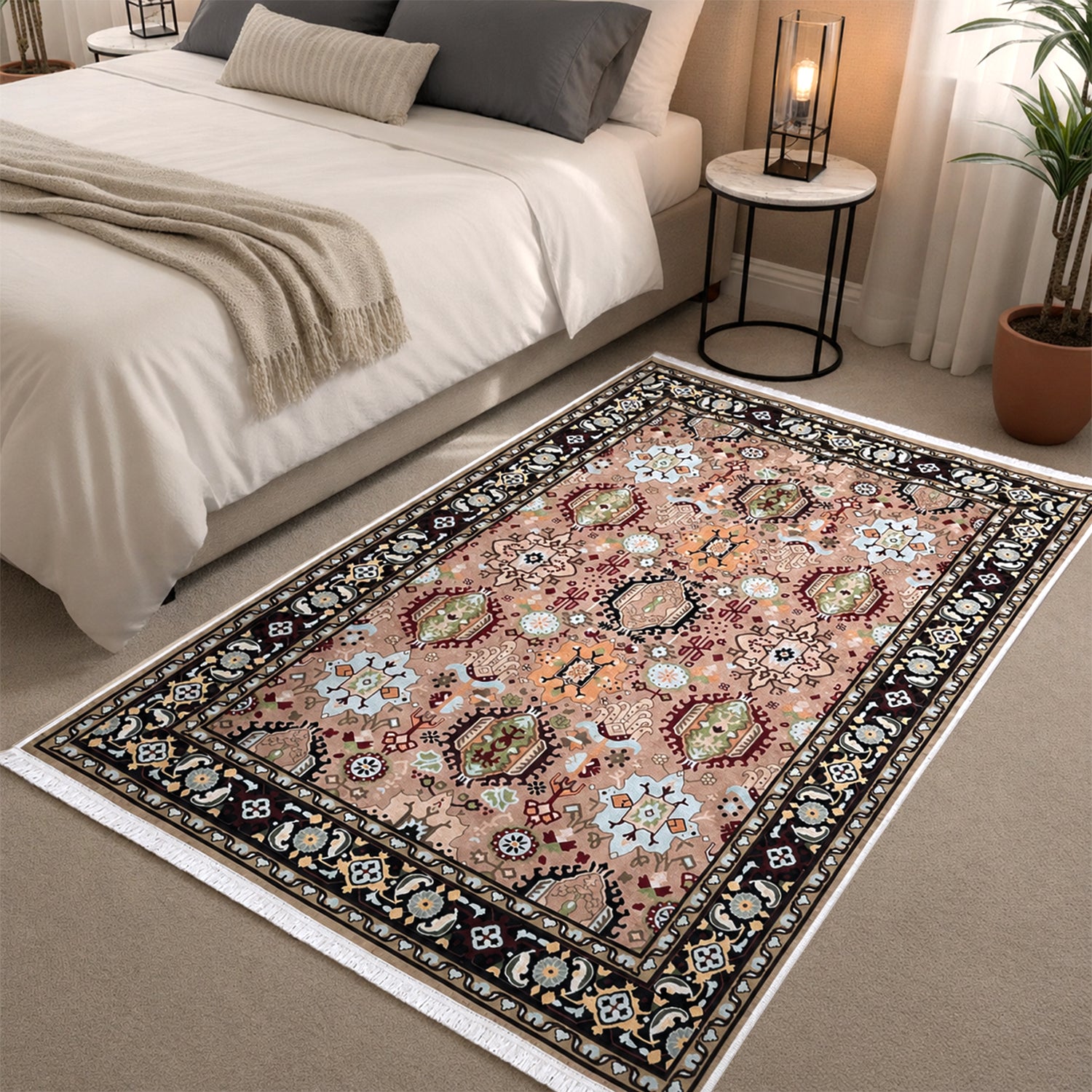 Riyasat Printed Carpet For Home And Office ( 3x5 ft, Peach Vintage )