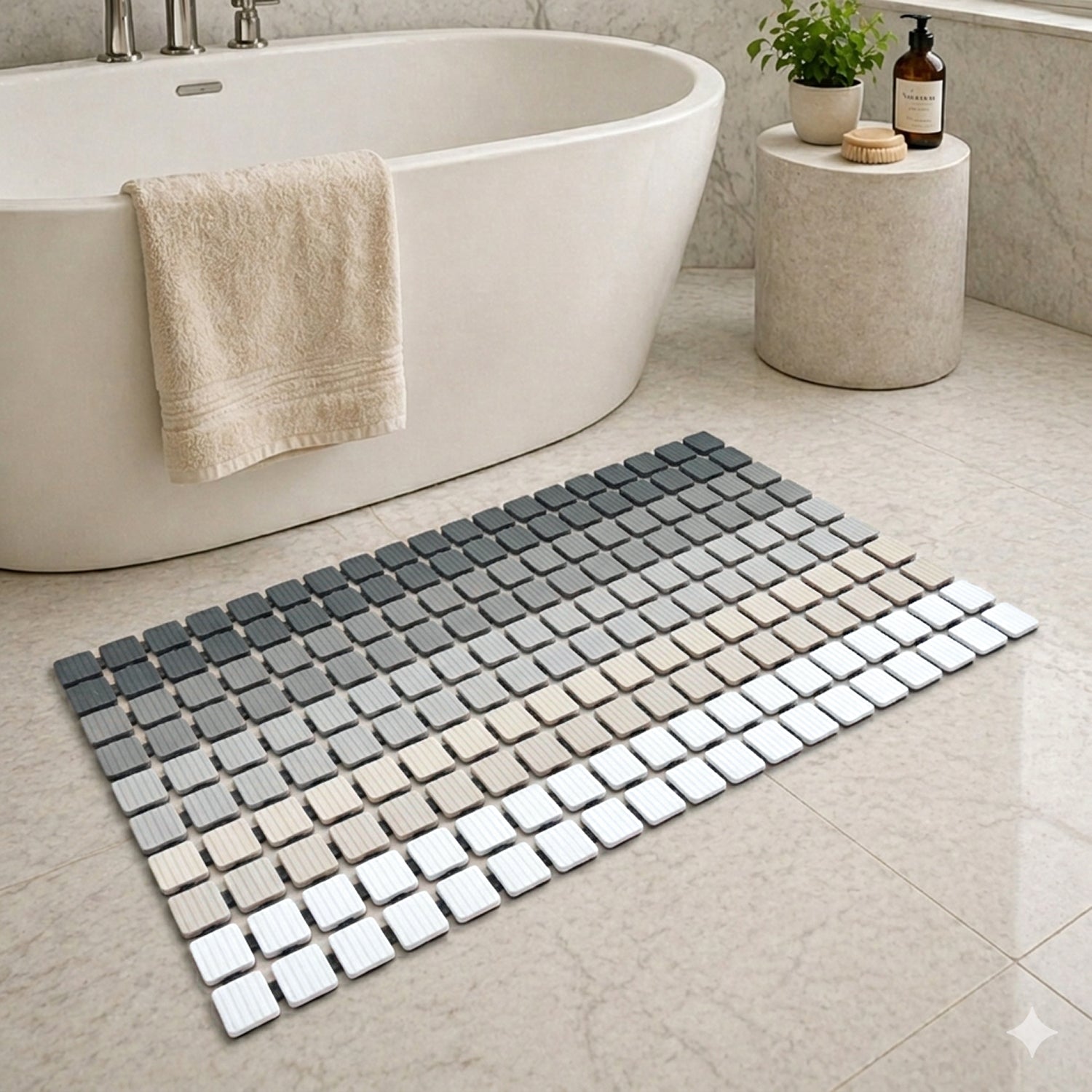 Plastic Shower Mat For Bathroom (36x68 Cm Grey )