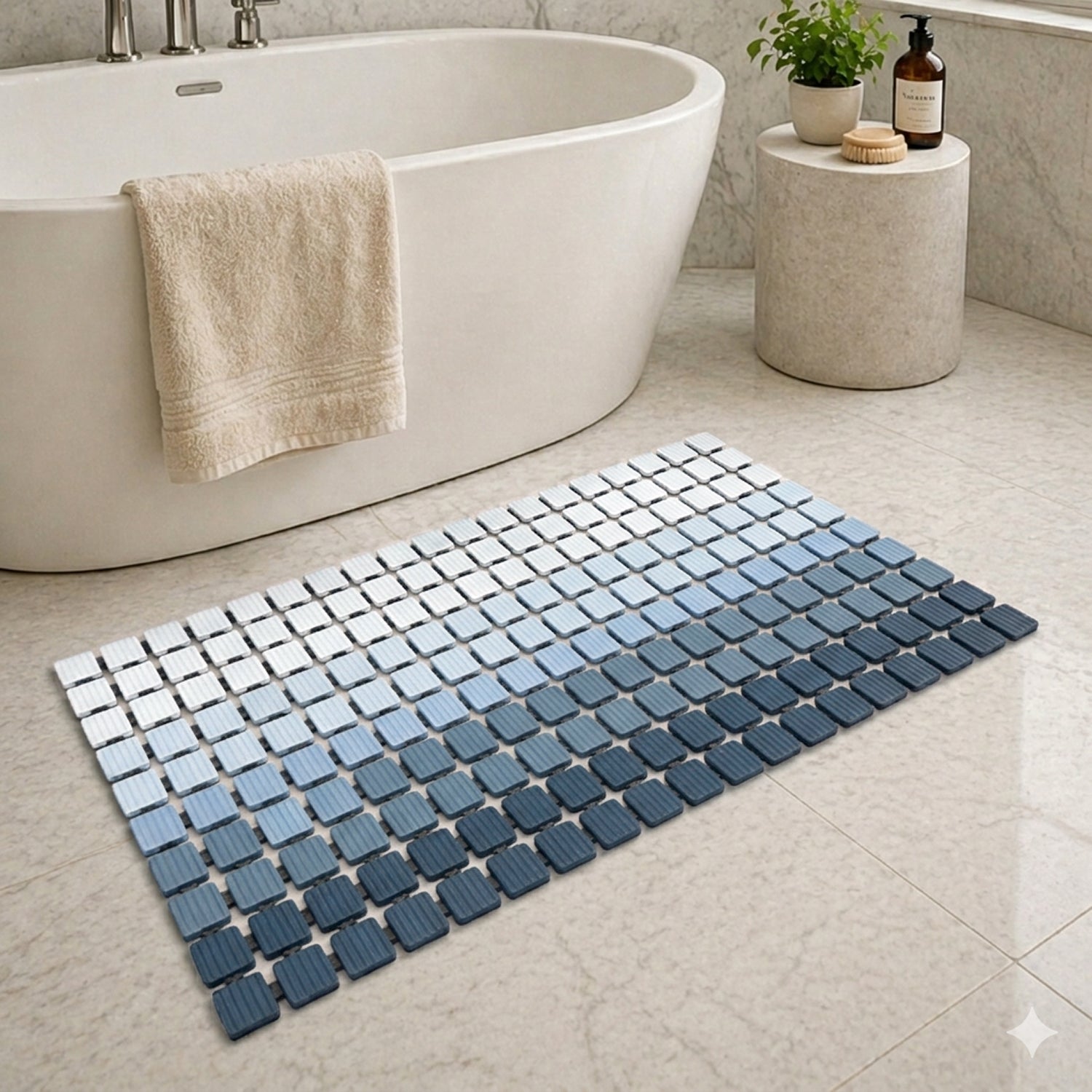 Plastic Shower Mat For Bathroom (36x68 Cm Blue )