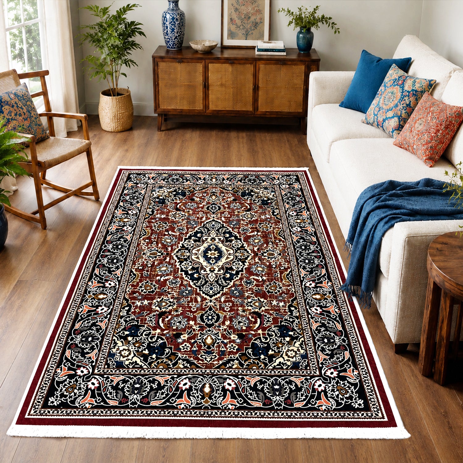 Riyasat Printed Carpet For Home And Office ( 4x6 ft,Royal Red )