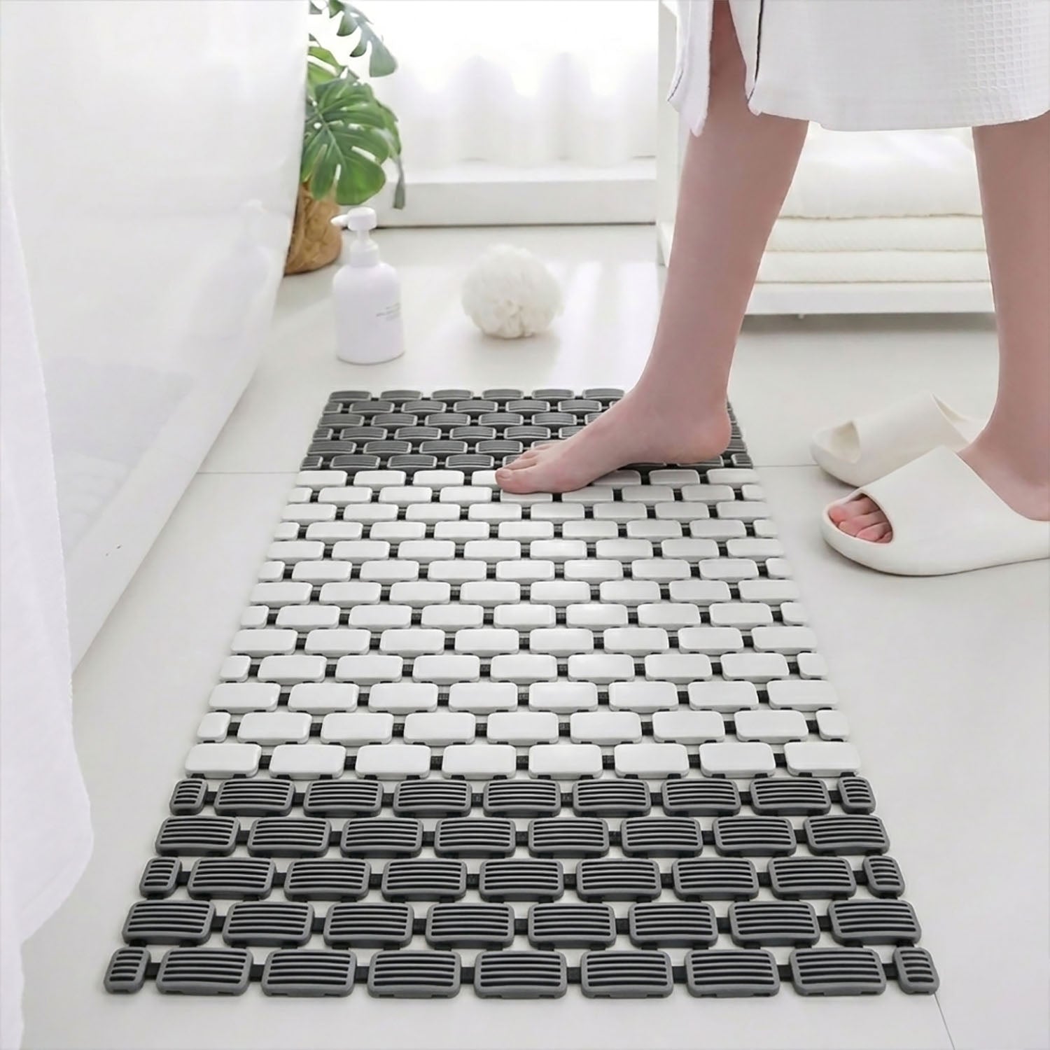 Rubber Shower Mat For Bathroom ( 37x67 Cm White )