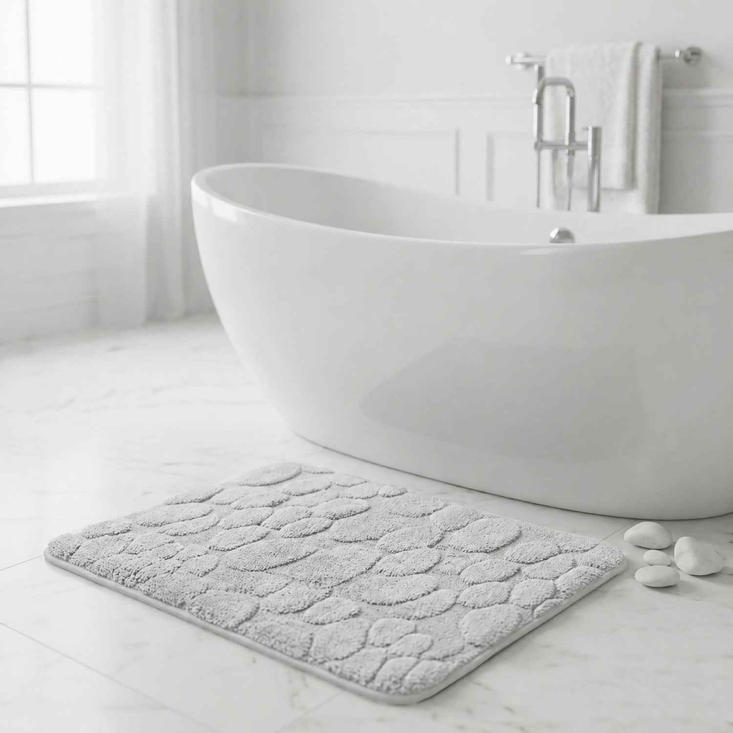 Moscow Stone Microfiber Bath Mat (38x58cm Silver)