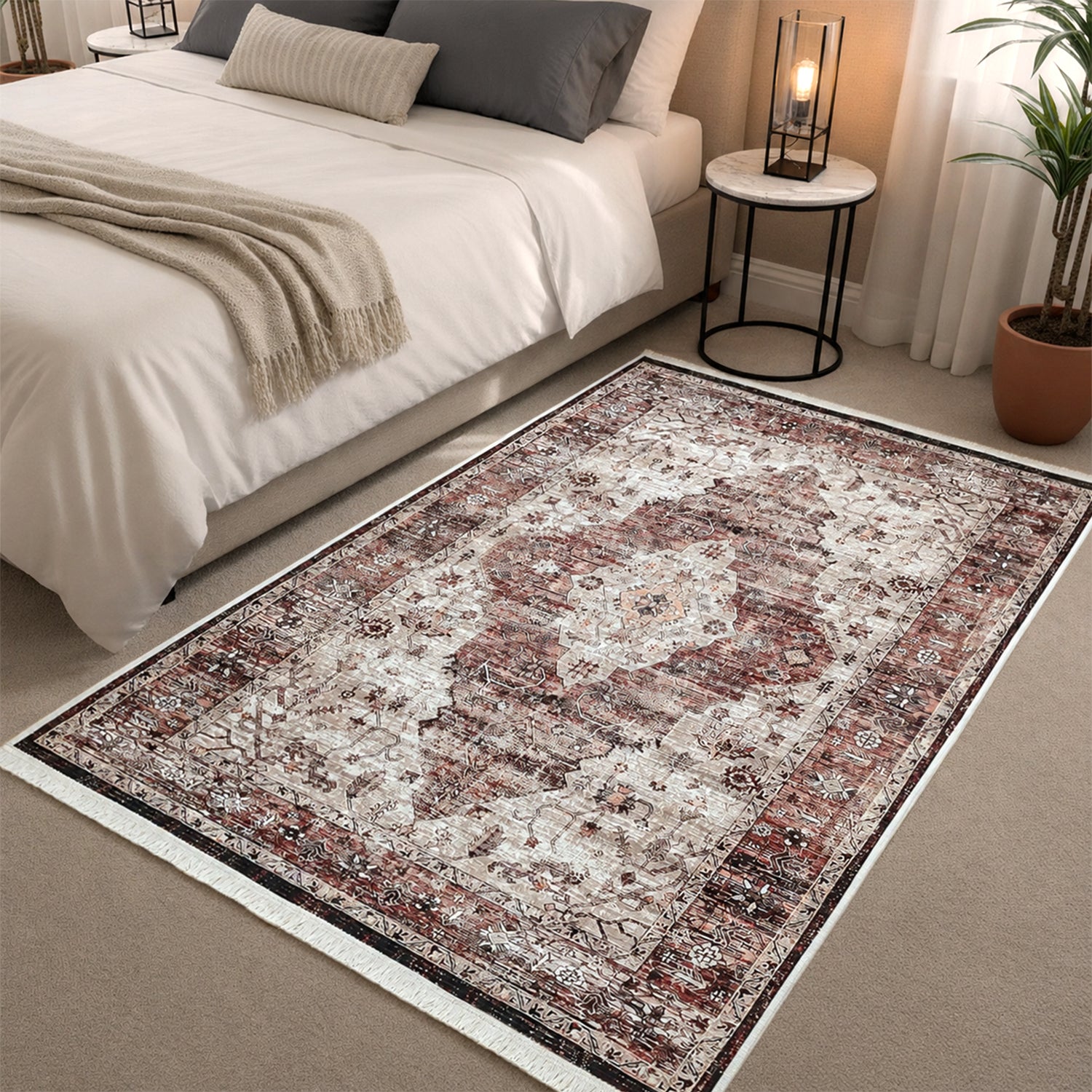 Riyasat Printed Carpet For Home And Office ( 3x5 ft, Dusty Rose )