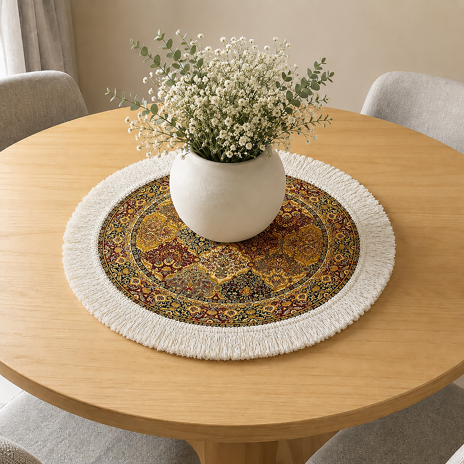 Sapphire Medallion Dining Table Mats ( 36x36cm, Multicolor, Set Of 2 )