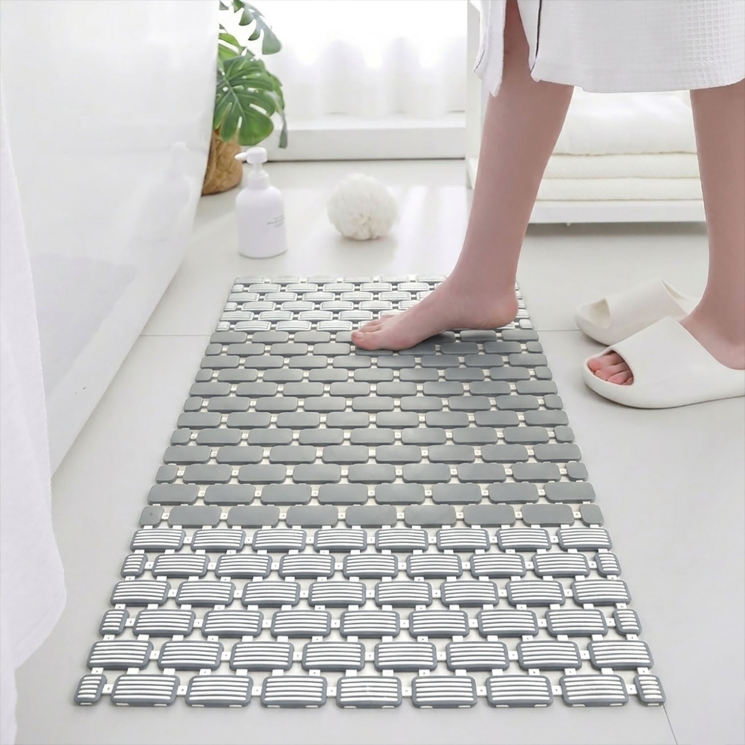 Rubber Shower Mat For Bathroom ( 37x67 Cm Grey )