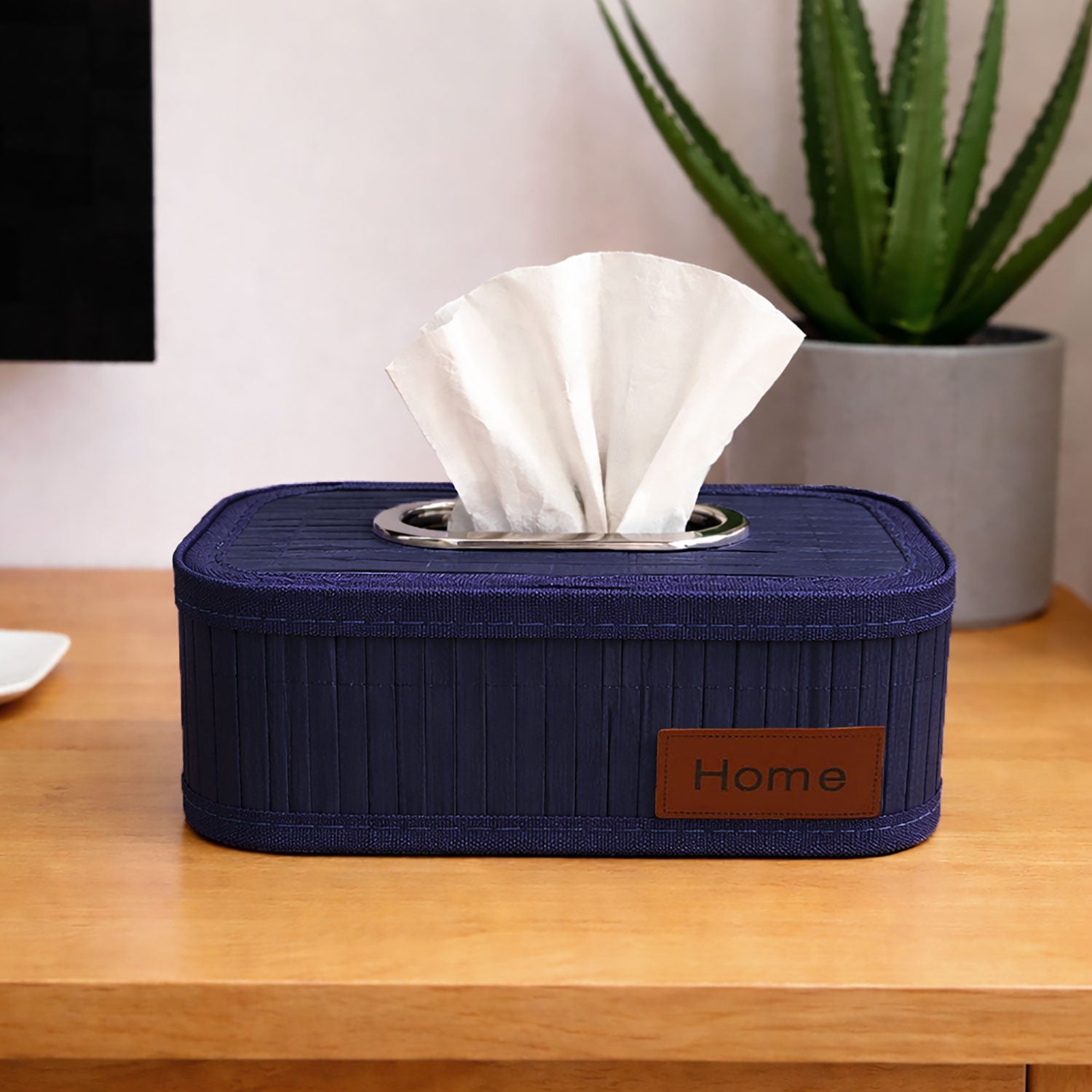 Bamboo Napkin Box Tissue Holder ( Blue, 24x14x9 cm )