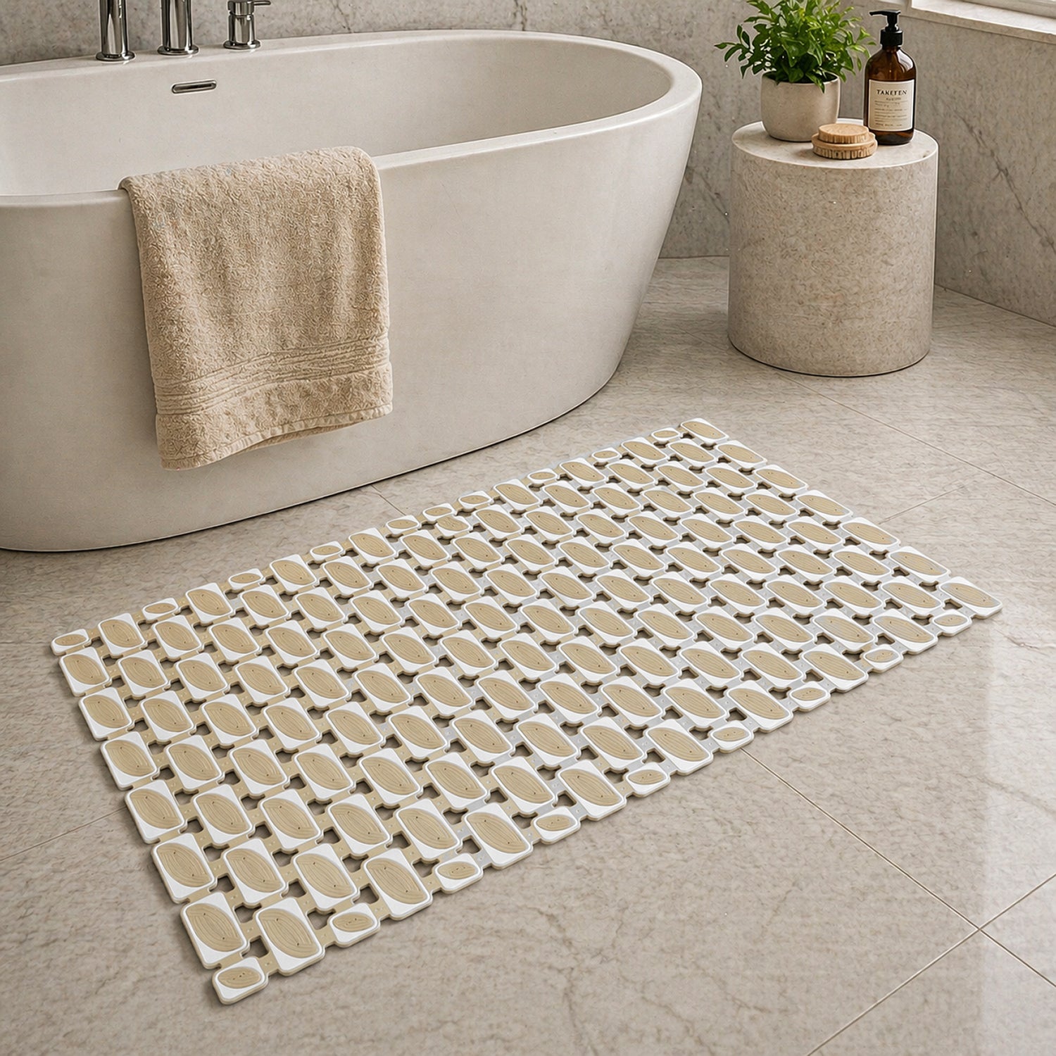 Rubber Shower Mat Ibija Pattern ( 40x70 Cm Beige )