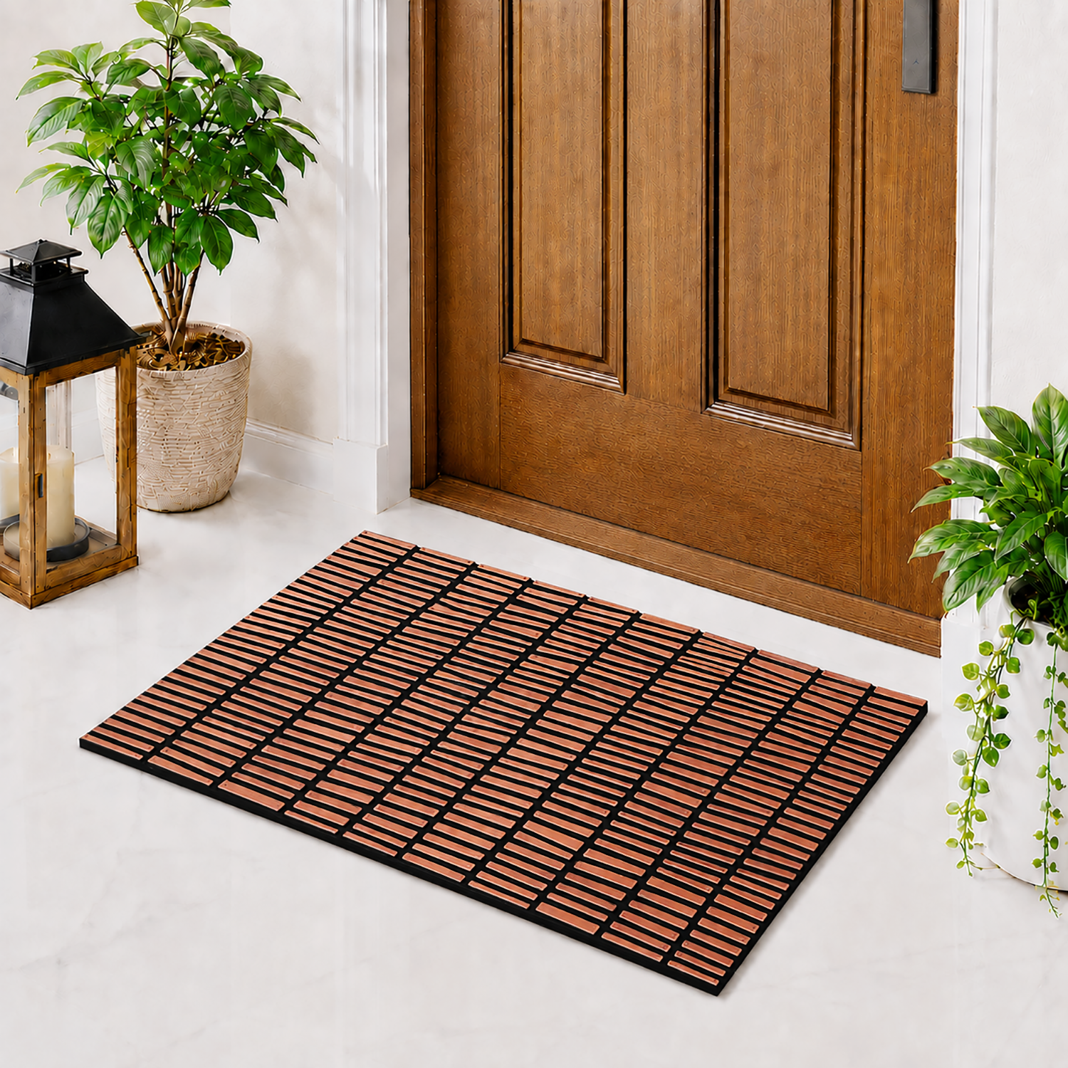 Rubber Door Mat Linear Textured ( 45x75 cm Copper )