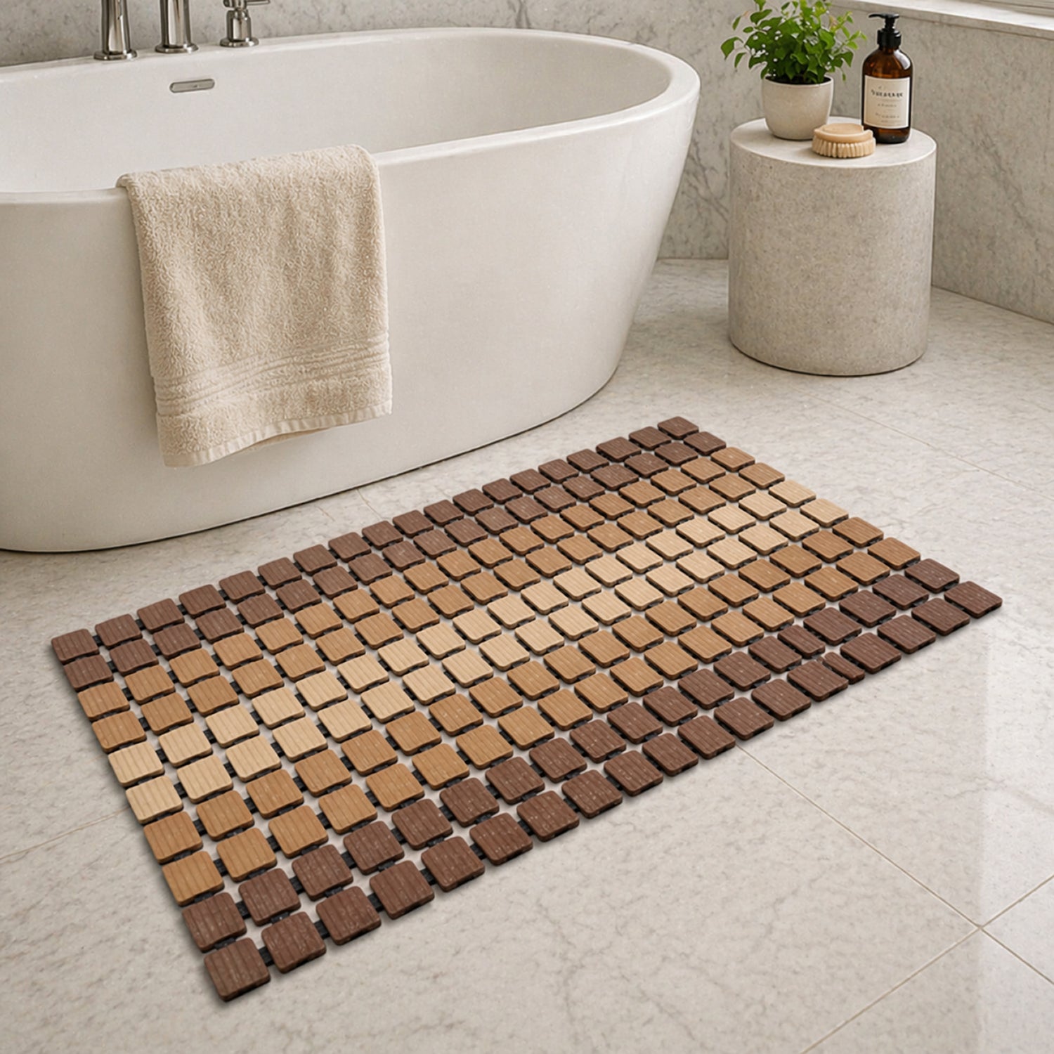 Plastic Shower Mat For Bathroom (36x68 Cm Brown )