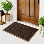 Rubber Door Mat Geometric Textured ( 45x75 cm Brown )