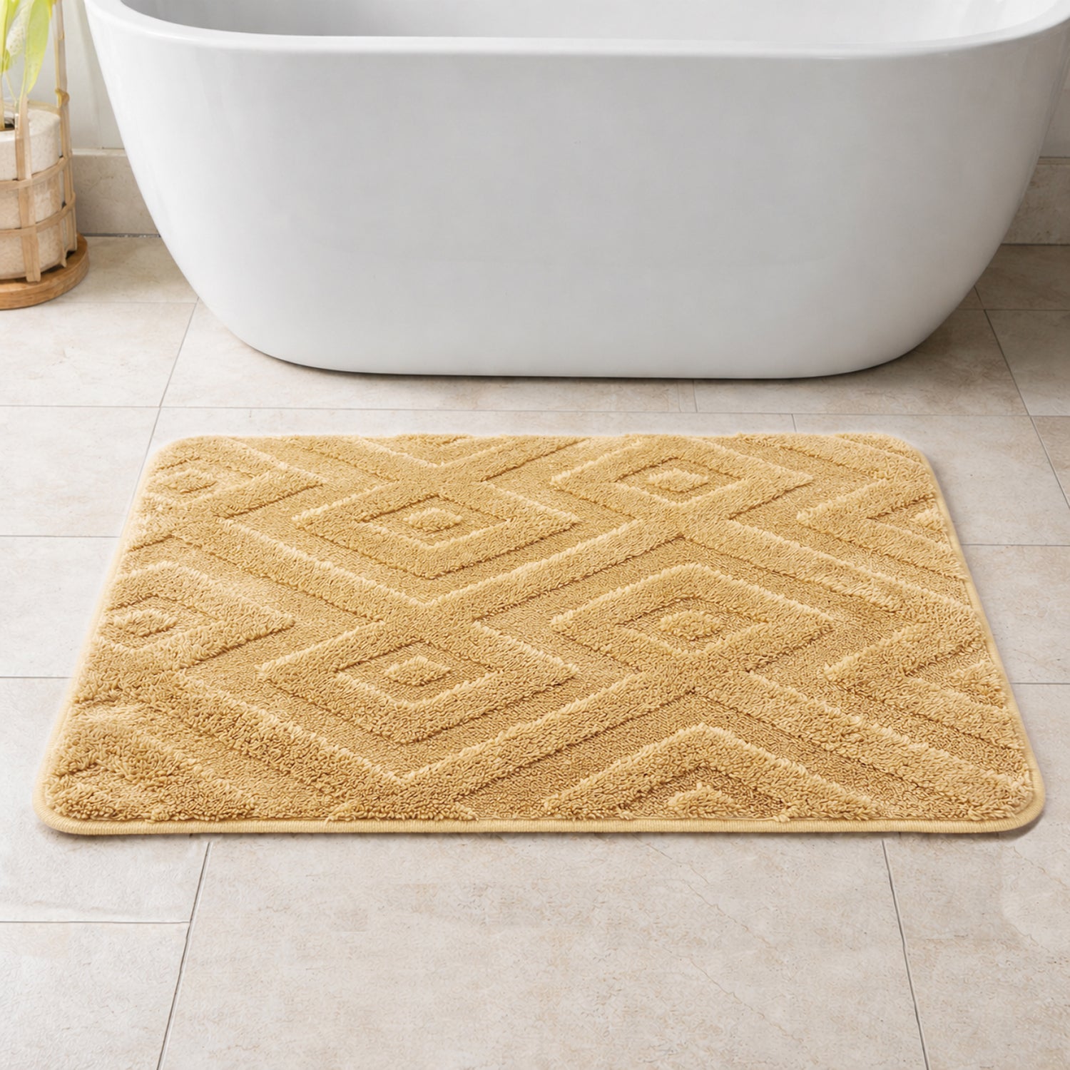 Bahrain Intersect Microfiber Bath Mat (40x58cm Gold)