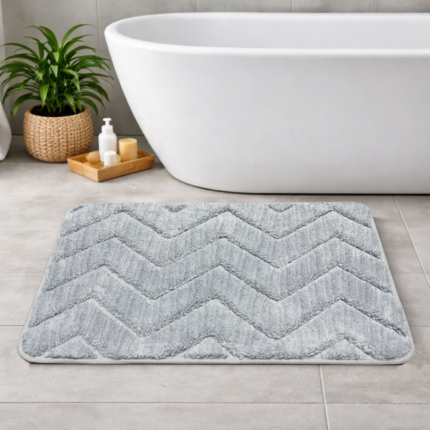 Austria Zigzag Microfiber Bath Mat (41x60cm Silver)