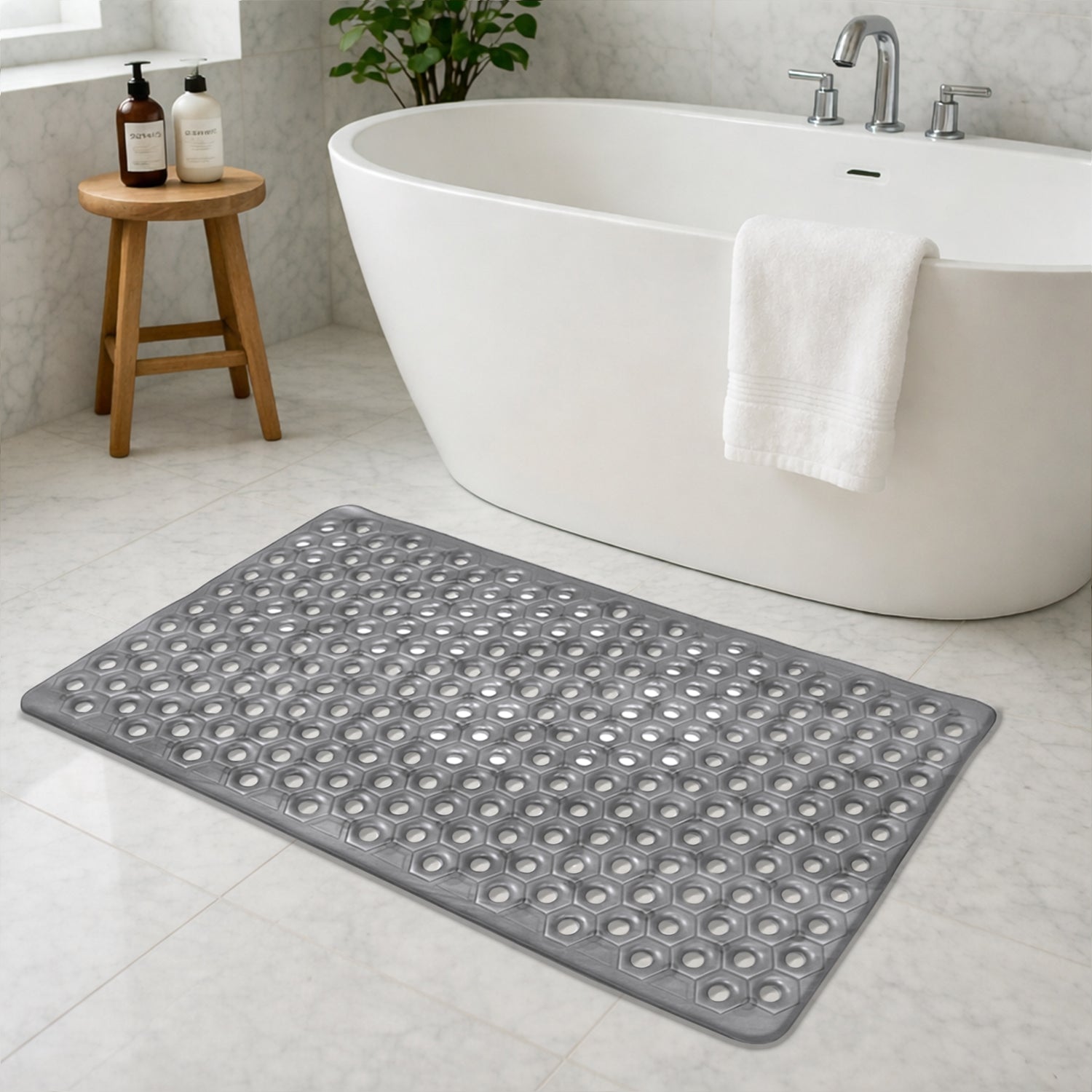 PVC Shower Mat for Bathroom Floor ( 40x70 cm, Smoke Grey )