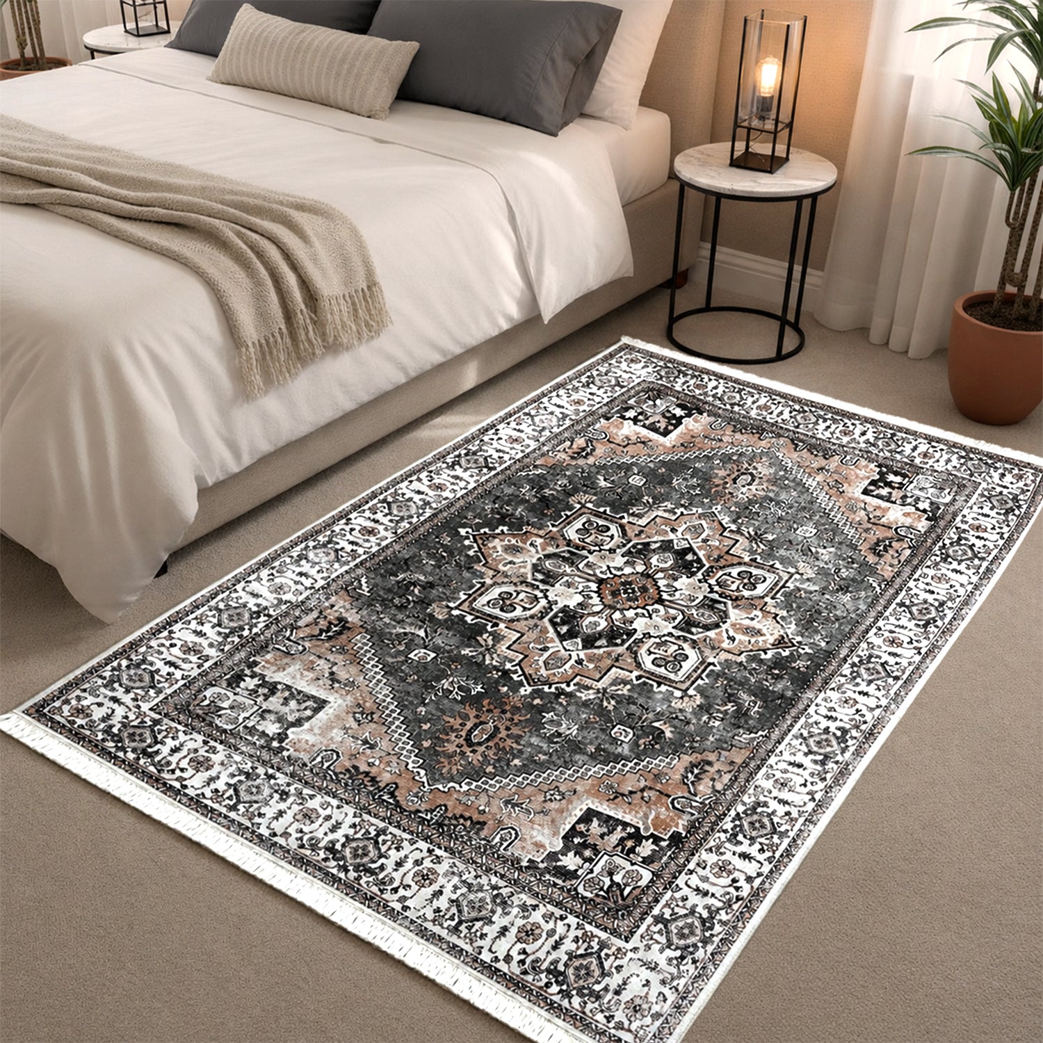 Riyasat Printed Carpet For Home And Office ( 3x5 ft, Vintage Grey )