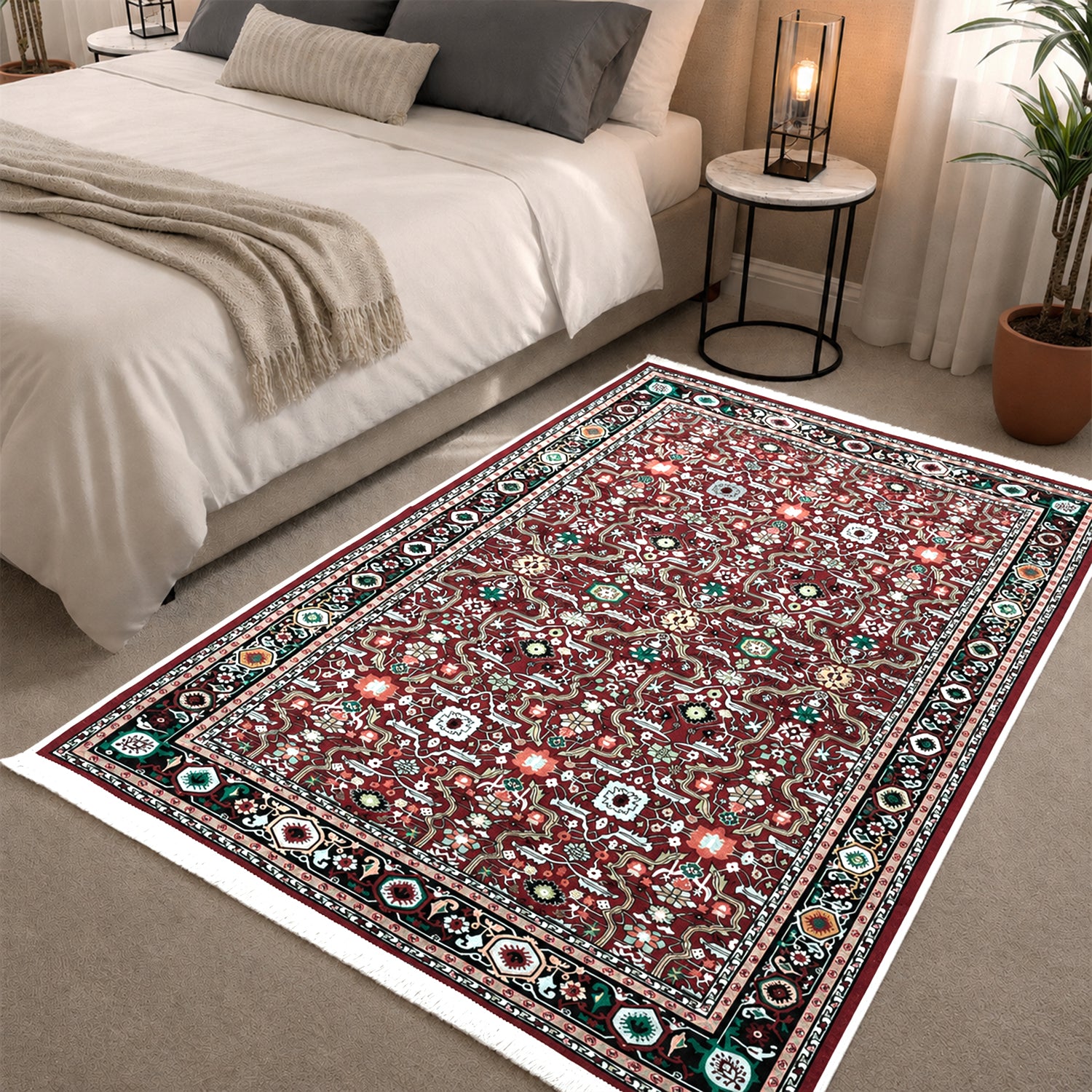 Riyasat Printed Carpet For Home And Office ( 3x5 ft, Classic Red )