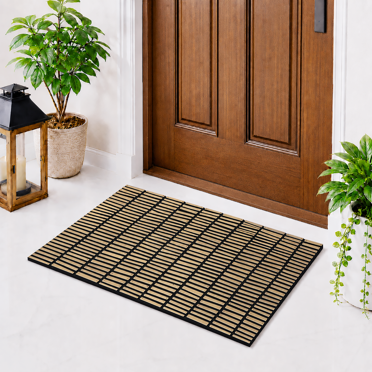 Rubber Door Mat Linear Textured ( 45x75 cm Golden )